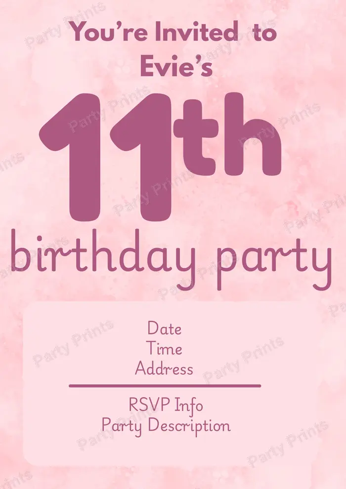 Pretty in Pink invitation — tonal pink watercolor